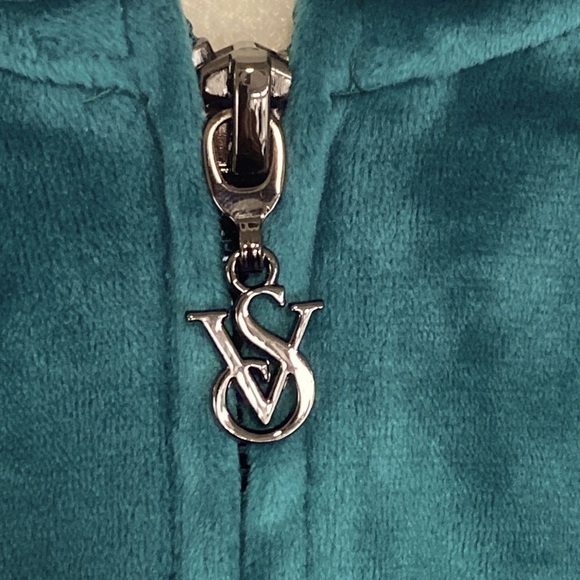 Victoria's Secret Velour Cropped Tracksuit Zip Hoodie Rhinestone Jacket Y2K Fall - Picture 13 of 17